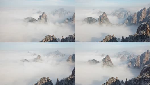 时间流逝的雾环绕在中国的黄山(黄山)高清在线视频素材下载