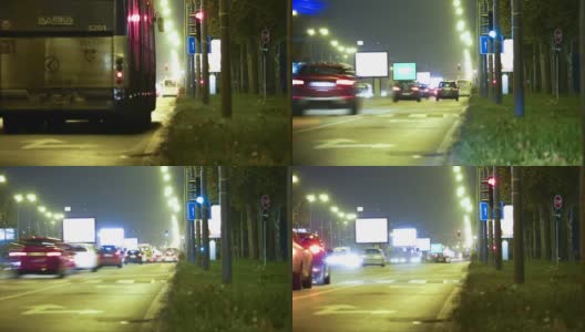 间隔拍摄。城市的城市交通，晚上的时间高清在线视频素材下载