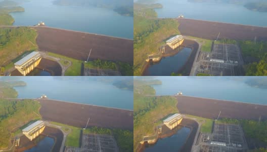 鸟瞰图的水电站Cheow Lan湖或Rajjaprabha大坝水库在苏拉特他尼省高清在线视频素材下载