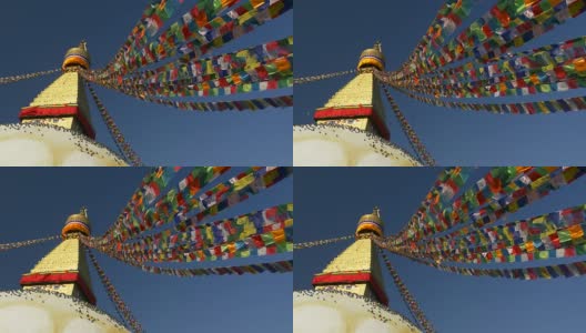 日出时分，尼泊尔加德满都的博德纳斯塔。UHD 4 k高清在线视频素材下载