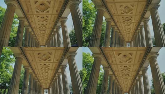 斯坦尼康镜头:德国柏林Alte Nationalgalerieon国家博物馆的柱廊高清在线视频素材下载