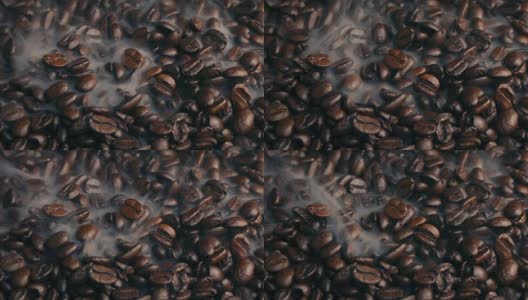 咖啡豆冒烟的特写高清在线视频素材下载