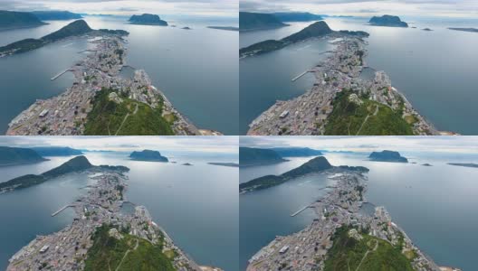 挪威奥勒松市航拍画面高清在线视频素材下载