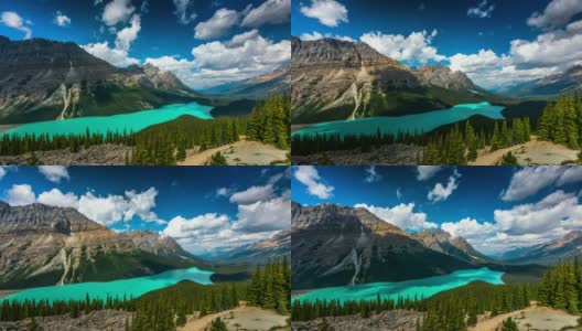时光流逝:加拿大班夫国家公园的佩托湖高清在线视频素材下载