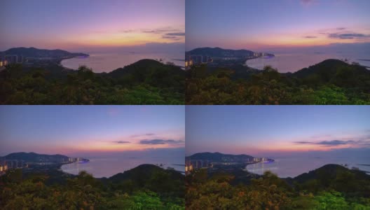 日落天空三亚著名的公园观景台湾全景4k时间推移海南岛中国高清在线视频素材下载