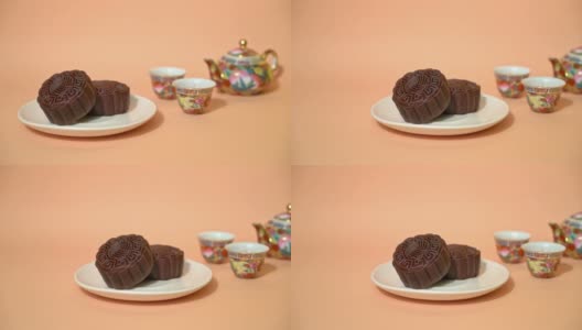 中国月饼黑巧克力口味的中秋节高清在线视频素材下载