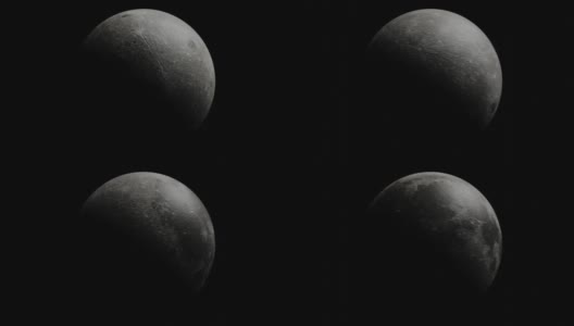 现实的满月。旋转的动画。旋转的地球。黑色背景。三维渲染高清在线视频素材下载