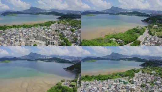 香港三门仔新村及马屎洲特别地区的无人机照片高清在线视频素材下载