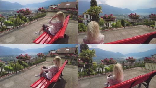 在瑞士的卡达山上的女人高清在线视频素材下载