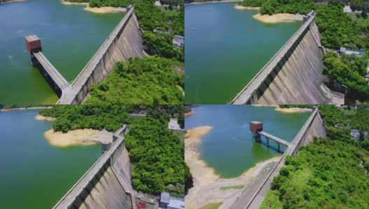 鸟瞰香港大榄涌水塘高清在线视频素材下载