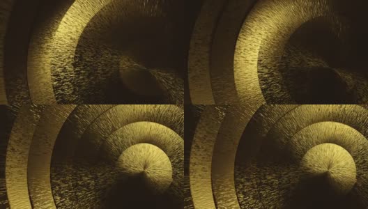 金色金属圆盘的纹理在旋转。高清在线视频素材下载