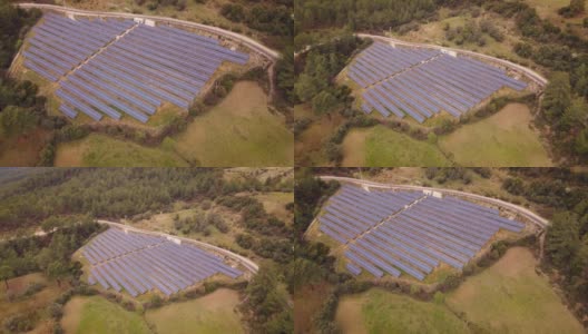 太阳能电池板或太阳能电池在太阳能农场在山区高清在线视频素材下载