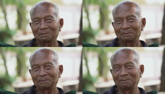 快乐的亚洲老年人，老人看着相机和微笑。高清在线视频素材下载