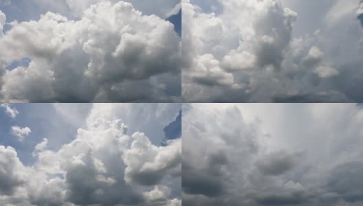 蓬松蓬松的白云，暗雨暴雨云景高清在线视频素材下载