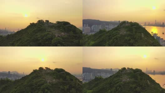 香港东部油塘附近山顶鸟瞰图高清在线视频素材下载