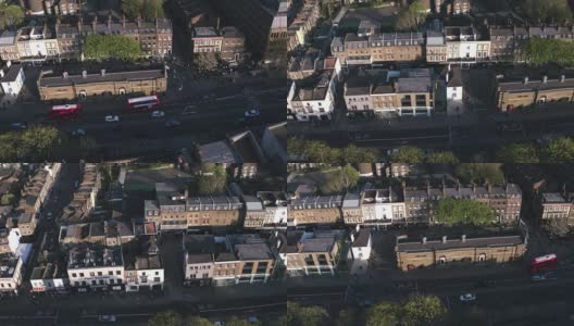鸟瞰图飞过市中心的城市街道伦敦高清在线视频素材下载