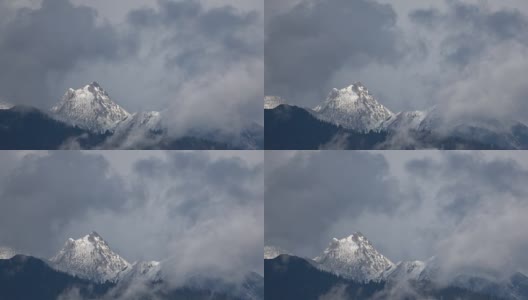 雪山全景在Allgäu，云景，云形成，Zeitraffer，时间的延时，Nesselwang, Alpen, Allgäuer Alpen，拜仁，4K高清在线视频素材下载