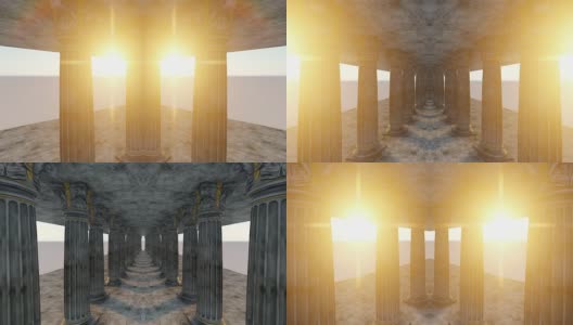 古典白色希腊风格的柱子。3D动画及渲染高清在线视频素材下载