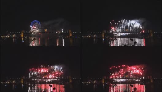 新年前夕悉尼港大桥上的烟花以60帧/秒3的速度燃放高清在线视频素材下载