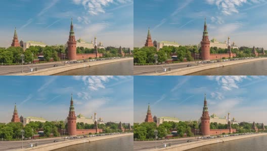 莫斯科城市天际线时间流逝在克里姆林宫宫殿红场和莫斯科河，莫斯科俄罗斯4K时间流逝高清在线视频素材下载