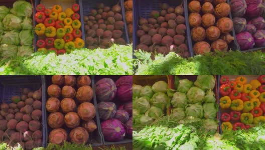 漂亮的蔬菜市场展示高清在线视频素材下载