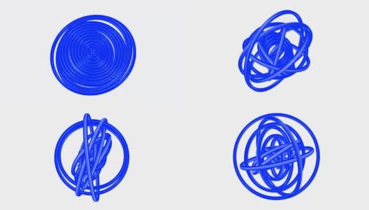 可循环的蓝线框架圆抽象在白色背景高清在线视频素材下载
