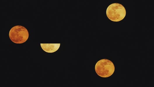 黄色的满月时间流逝。月亮从底部移动到顶部的观点。高清在线视频素材下载