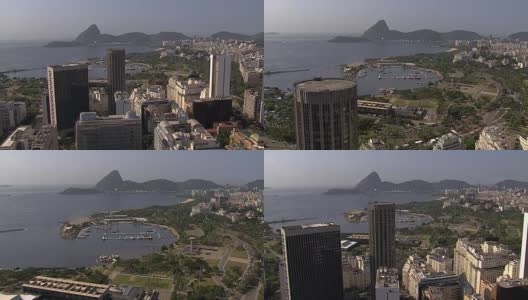 从城市上空飞往里约热内卢的糖面包山高清在线视频素材下载