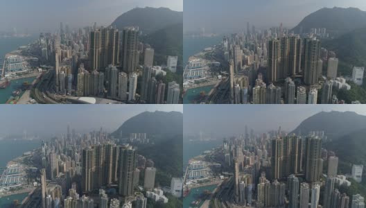 晴朗的日子，香港城市湾航拍全景4k中国高清在线视频素材下载