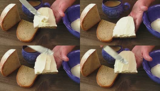 用奶油奶酪做三明治高清在线视频素材下载