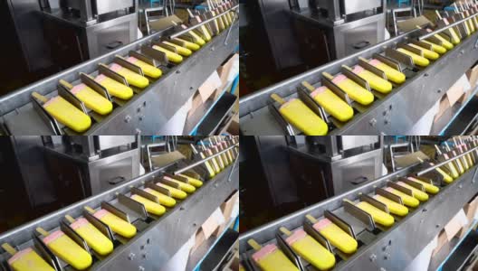 输送机是生产冰淇淋的自动线高清在线视频素材下载