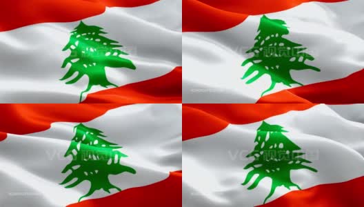 黎巴嫩国旗特写1080p全高清1920X1080镜头视频在风中飘扬。国家?贝鲁特?3d黎巴嫩国旗挥舞。标志黎巴嫩无缝循环动画。黎巴嫩旗帜高清分辨率背景1080p高清在线视频素材下载