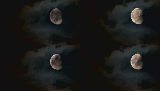 月亮和暴风雨的乌云高清在线视频素材下载