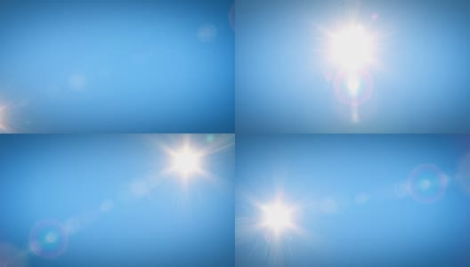 美丽的明亮的太阳照耀移动在清晰的蓝色天空在时间流逝。使用Flares的3d动画。自然和天气概念。高清在线视频素材下载