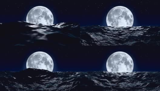 高清-大月亮在海洋上高清在线视频素材下载