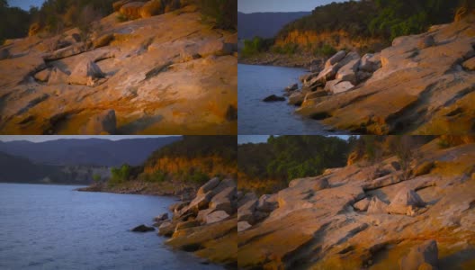 日落时风景优美的岩石悬崖海滩高清在线视频素材下载