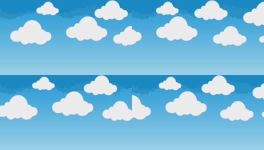 可爱蓬松的卡通云在美丽的蓝天上盘旋高清在线视频素材下载