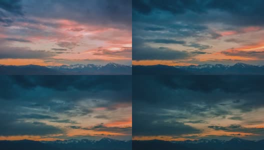 时间流逝-日落与美丽的云景和雪山- 4K高清在线视频素材下载