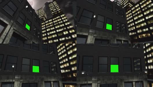 夜幕下的城市用绿幕遮蔽高清在线视频素材下载