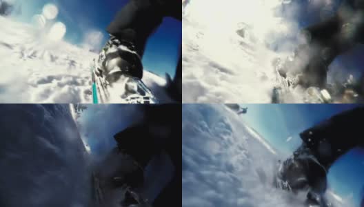 冬季活动。在新雪上滑雪高清在线视频素材下载