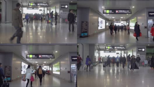 2个镜头:上海虹桥机场2号航站楼出发走廊。高清在线视频素材下载
