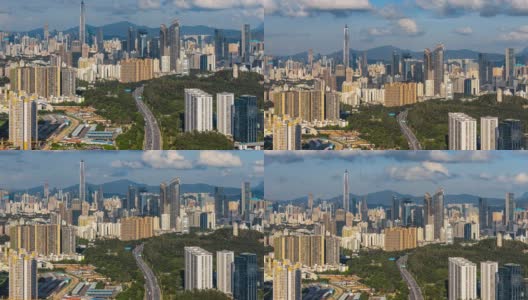 T/L MS HA TU Shenzhen skyline with moving clouds/深圳，中国高清在线视频素材下载