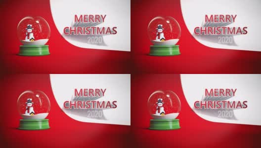 圣诞快乐雪人屏幕2020。(loopable)高清在线视频素材下载