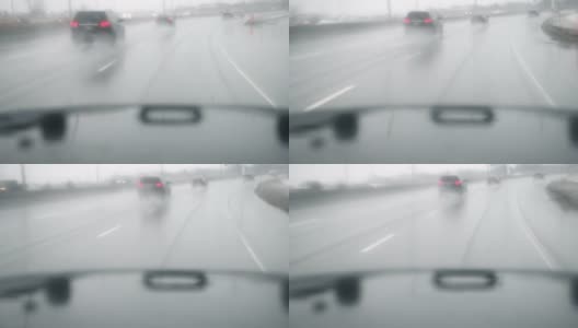 城市道路在暴风雨天气高清在线视频素材下载