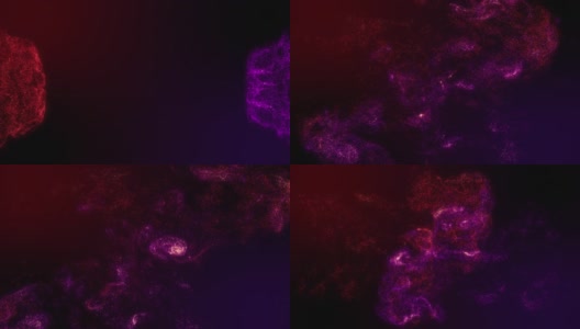 粒子墨水红色和紫色碰撞与闪烁的渐变颜色背景与慢动作拍摄高清在线视频素材下载