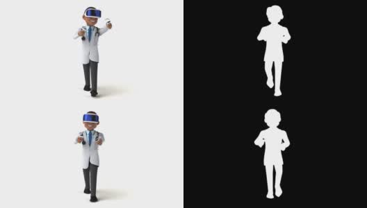 有趣的3D医生与VR头盔高清在线视频素材下载