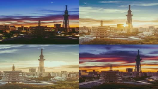 日出的东京城市景观在黎明，日本高清在线视频素材下载