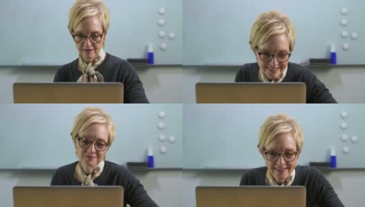 女性教授在线课堂高清在线视频素材下载