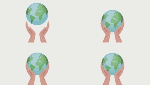 举起双手的地球星球动画高清在线视频素材下载