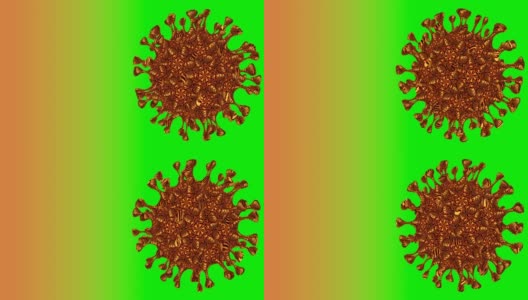 病毒细胞是一个孤立的老虎色的绿色屏幕。高清在线视频素材下载